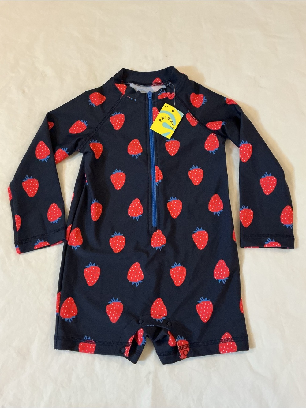 NWT Primary baby one-piece rash guard in fruits strawberries 18-24m